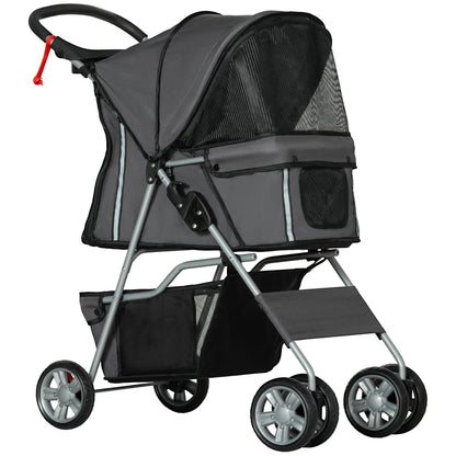 PawHut Foldable Pet Stroller for Small and Miniature Dog in Dark Grey